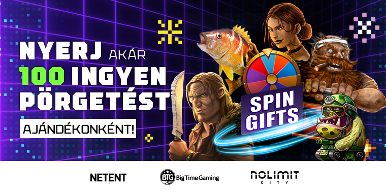Vegas.hu ingyenes pörgetés promóciós kép, nyerőgép és pörgetések