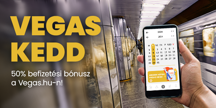 Vegas.hu promóciós kép a VegasKedd50 akcióról